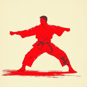 recommend clip art: Dynamic silhouette of a martial artist in a striking pose, showcasing strength and agility against a minimalist backdrop.