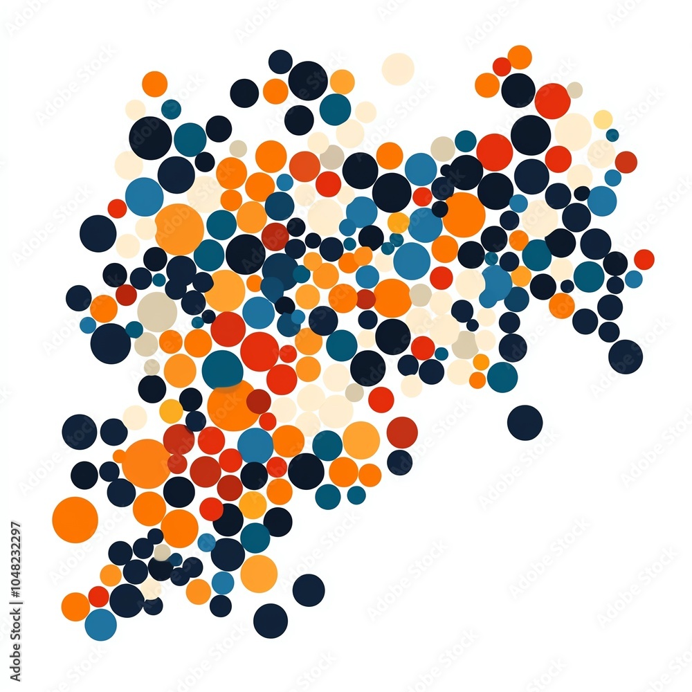 Poster vibrant abstract composition featuring a multitude of colorful circles, perfect for modern design an