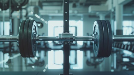 Naklejka premium Close-up of a Weight Barbell in a Gym Setting