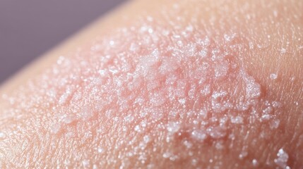 Fototapeta premium Close-up of skin texture with crystalline particles resembling sugar or salt.