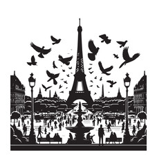 paris image - famous place image - vector image of burj paris - silhouette of paris -Paris, France's capital