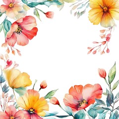 Delicate watercolor painting in a floral frame with bright pink and purple peonies.