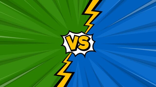 versus duel fight effect cartoon retro comic style background frame animation rays footage video	