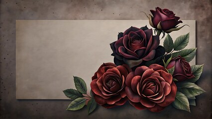 Funeral invitation card and memorial flowers.