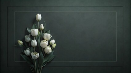 Funeral invitation card and memorial flowers.
