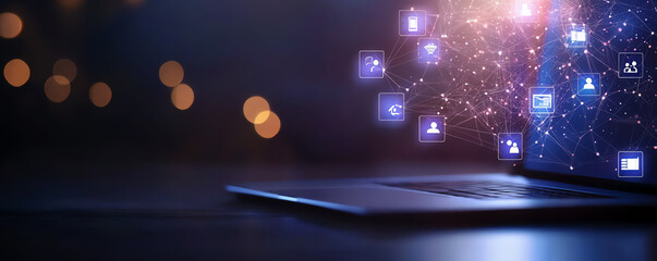 HR digital platform, employee management network, 3D illustration