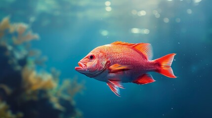 Vibrant Red Snapper in Clear Ocean Water