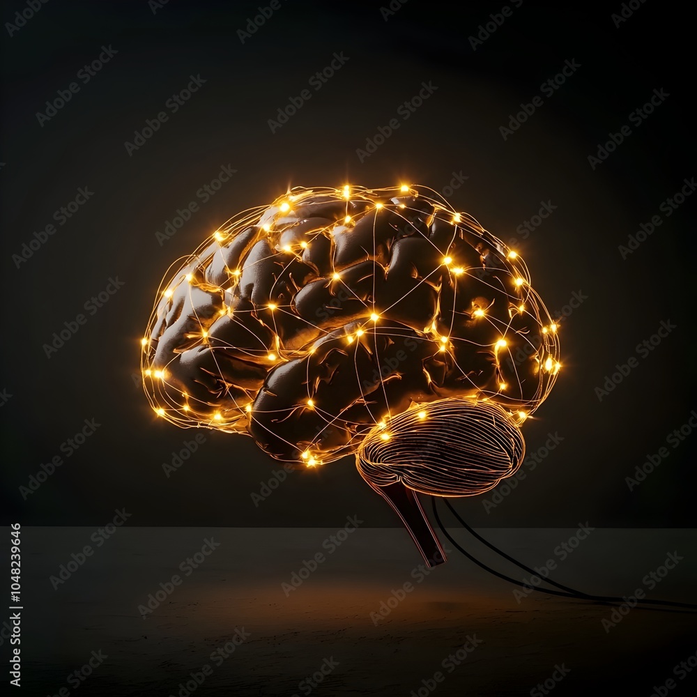 Aufkleber glowing brain network symbolizing interconnected thoughts in the digital age