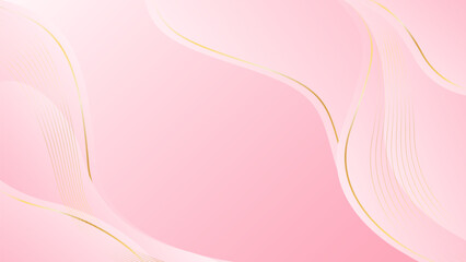 Elegant pink luxury background. Abstract wave dynamic wallpaper with gold lines. Template banner background for beauty products, sales, ads, events, web and pages