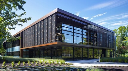 Modern Architectural Building with a Decorative Metal Facade