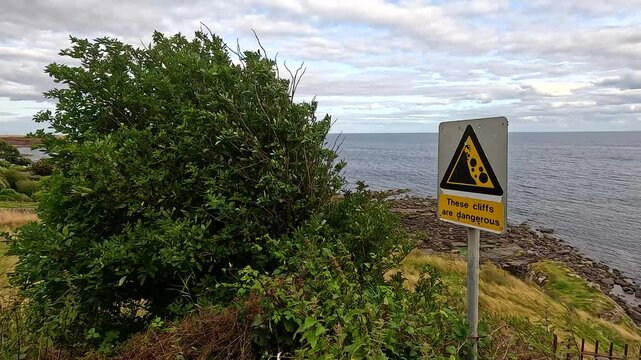 Coastal Warning Sign in Fife, Scotland