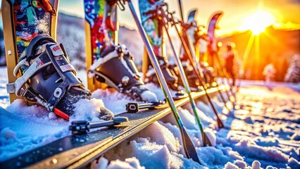 Macro Ski Equipment Close-Up Photography for Winter Sports Enthusiasts