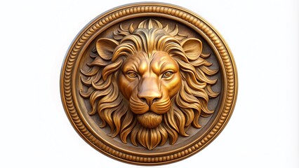 Majestic 3D Relief Lion Wall Medallion on White Background - Stunning Panoramic Photography for Home Decor and Art