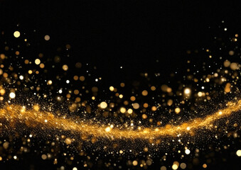 Naklejka premium A dark background with golden light and glitter, creating an atmosphere of elegance and luxury