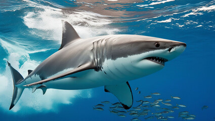 Obraz premium Great white shark underwater.