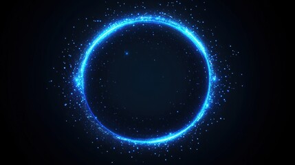 Abstract futuristic blue glowing ring frame background