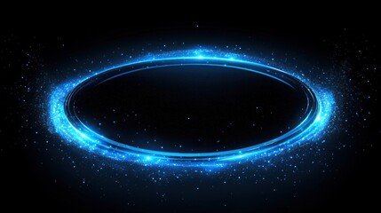 Abstract futuristic blue glowing ring frame background