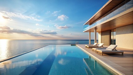 Fototapeta premium Minimalist Oceanfront Resort with Tranquil Vibes in a Serene Coastal Setting