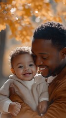 Fototapeta premium A man holding a baby in his arms