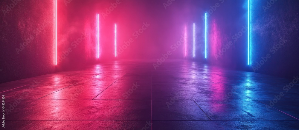 Canvas Prints Neon Lights in a Foggy Alley