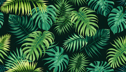 Fototapeta premium Exotic Tropical Leaf Oasis Pattern.