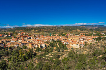 Fototapeta premium Panoramic View of Rubielos de Mora in Teruel province, it is one of the most beautiful towns in Spain
