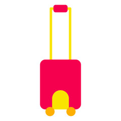 Minimalist travel and navigation icons in red and yellow tones, featuring suitcases, airplanes, location markers, maps, and travel routes. Ideal for travel apps, websites, and print designs.