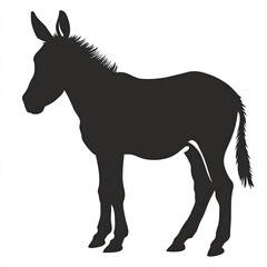 Obraz premium Donkey Silhouette, Illustration Isolated On White Background