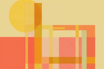 Vibrant Abstract Geometric Art: Warm Tones of Orange and Yellow with Soft Shapes and Texture, Perfect for Modern Home Decor and Creative Projects.
