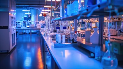 Fototapeta premium Laboratory Workstation with Glassware and Equipment