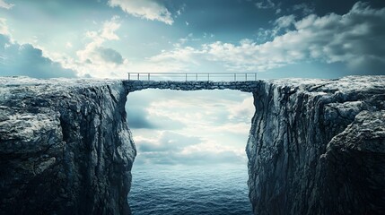 Narrow Bridge Over Chasm Symbolizing Business Challenges And Goals
