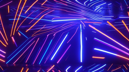 Seamless 3d technology abstract neon light background, empty space scene, spotlight, dark night, virtual reality, cyber futuristic sci-fi background, street floor studio for mock up