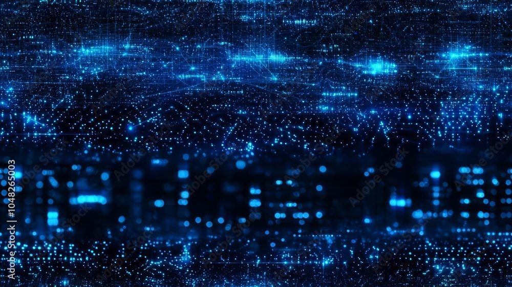 Poster seamless digital cyberspace with particles and digital data network connections concept. , isolated 