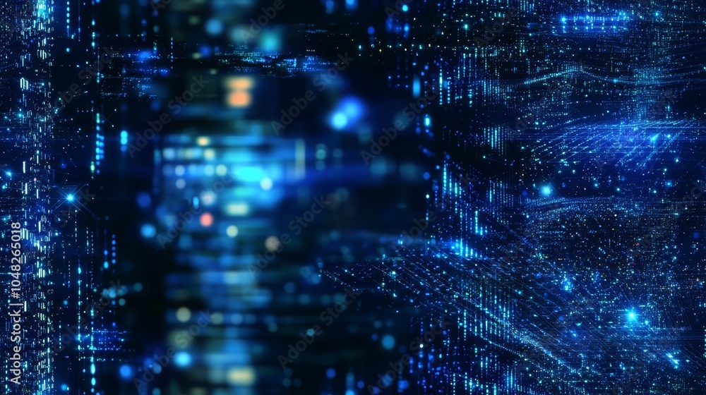 Poster seamless digital cyberspace with particles and digital data network connections concept. , isolated 