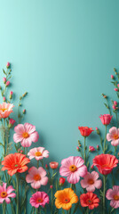 Obraz premium Elegant Floral Background with Vibrant Flowers and Solid Background for Product Advertisement and Branding
