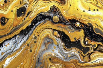 Gold fluid art marbling paint textured background , isolated on white background,  , copy space for text,