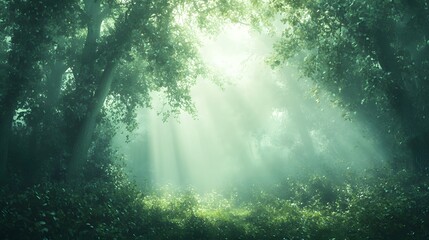 Obraz premium Serene forest landscape in the early morning