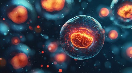 Naklejka premium Cellular Membrane and Red Particles