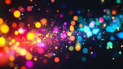 Close up of bunch of colorful lights on black background