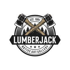 Retro Badge Lumberjack Vintage Logo Vector Template