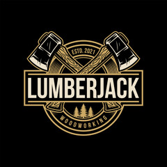 Lumberjack Vintage Logo Template. Vector illustration