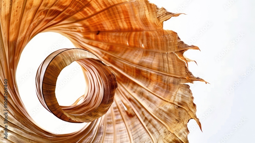 Wall mural A Spiraling, Dried Banana Leaf with Textured Surface