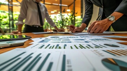 Fototapeta premium Professional Team Working on Business Strategy Charts