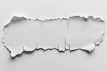 Hyber realistic photo of  Torn white paper with shadow. Isolated  , copy space for text,