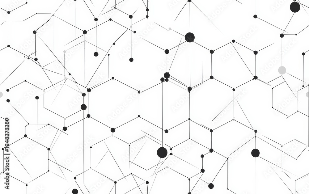 Poster seamless illustration, hexagonal background. digital geometric abstraction with lines and dots. geom