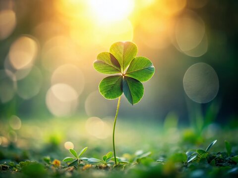 Serendipitous Charm of Ireland: Minimalist Four Leaf Clover Photography for Luck and Nature
