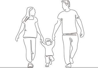 家族　子供　人物　線画　ライン　手描き　シンプル　イラスト