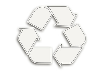 Símbolo blanco de trazo y negro de reciclar