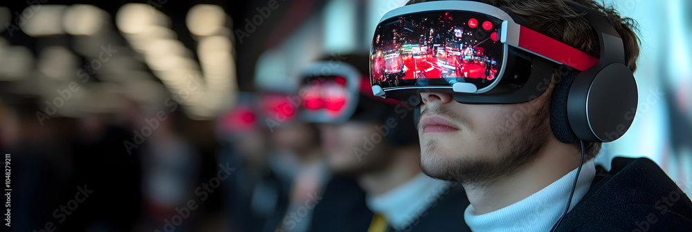 Poster Communication Industry Embracing Virtual Reality Technology to Enhance Immersive Experiences for Modernized Digital Workspaces and Enterprise Solutions.