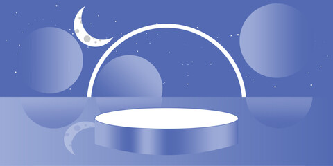 Blue podium stage for products